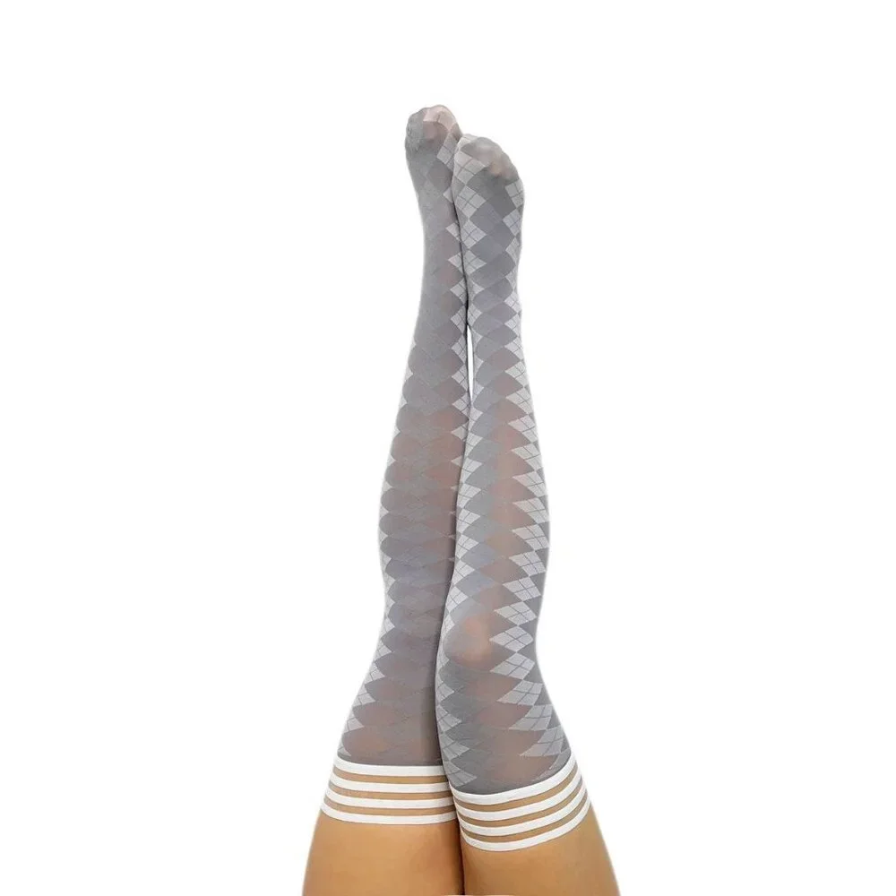 KIX'IES PAR‎ 4 - GREY ARGYLE THIGH HIGHS